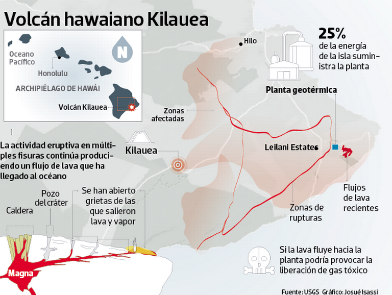 mapa del volcán kilauea