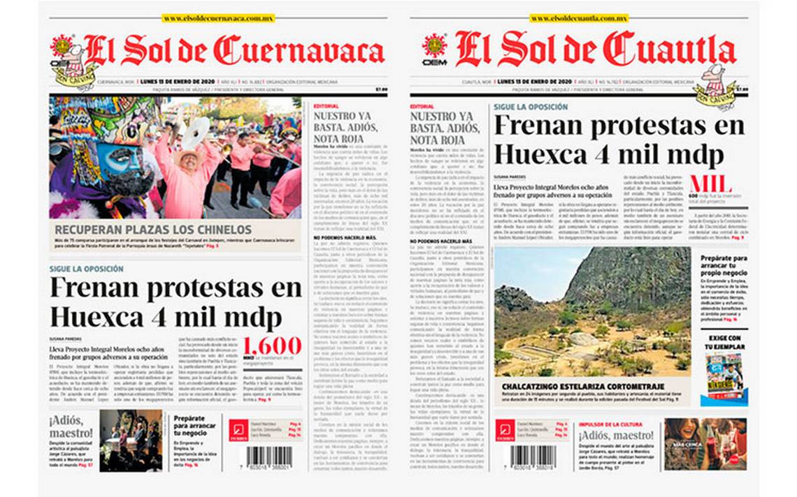 El Sol De Cuernavaca Y El Sol De Cuautla Apuestan A La Paz Nota Roja Morelos Violencia El Sol 0308